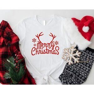 Merry Christmas Reindeer Family Matching Holiday T-Shirt